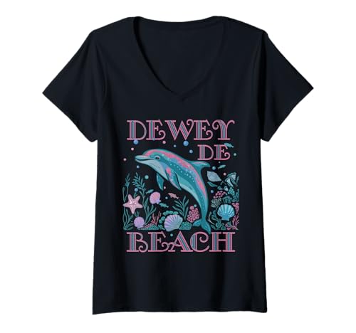 Damen BUNTES STRAND-SOUVENIR VON DEWEY BEACH DE DOLPHIN LOVER T-Shirt mit V-Ausschnitt Damen BUNTES STRAND-SOUVENIR VON DEWEY BEACH DE DOLPHIN LOVER T-Shirt mit V-Ausschnitt von DEWEY BEACH DE DOLPHIN LOVER BEACH VACATION