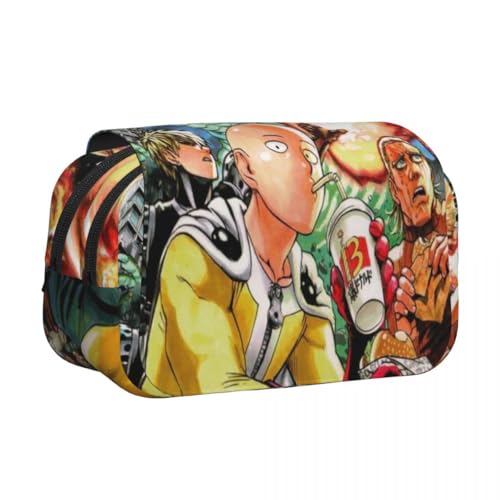 DEXSHUN Anime Federmäppchen Saitama/Genos Pencil case Doppelschichtiger 3D-Druck Federmäppchen Große Stiftbox Schreibwarenbox für Teenager Student Jungen Mädchen von DEXSHUN