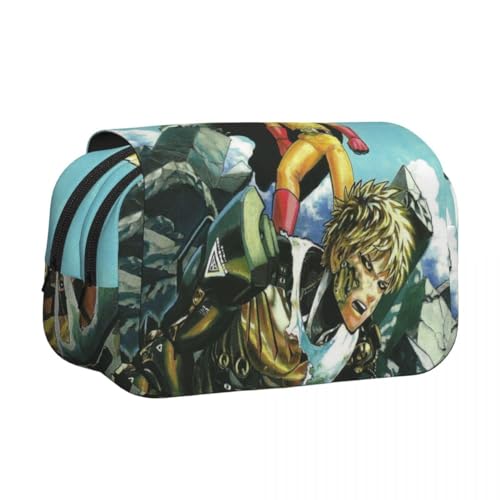 DEXSHUN Anime Federmäppchen Saitama/Genos Pencil case Doppelschichtiger 3D-Druck Federmäppchen Große Stiftbox Schreibwarenbox für Teenager Student Jungen Mädchen von DEXSHUN