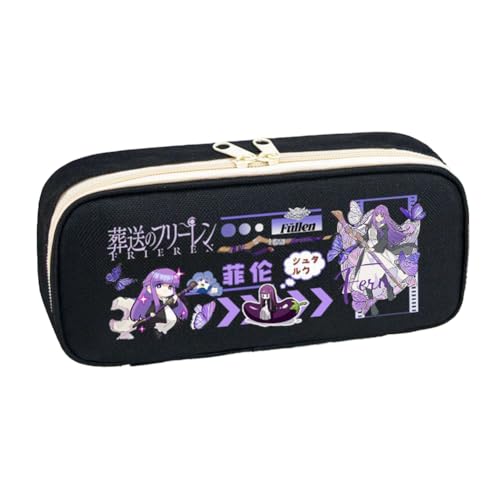 DEXSHUN Frieren Anime Federmäppchen Himmel/Fern/Stark Peripherie Merch Student Schreibwaren Leinwand Federtasche Anime Mäppchen Federtaschen Große Kapazität von DEXSHUN
