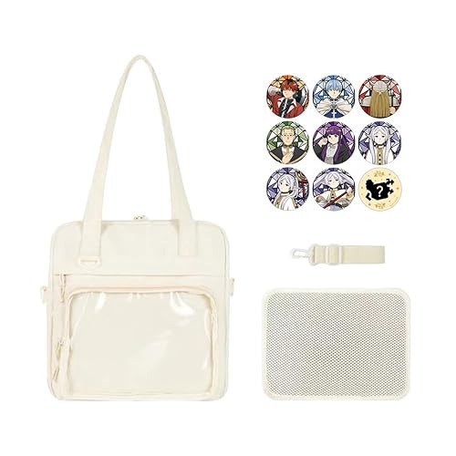 DEXSHUN Frieren Rucksack Anime Pin Display Tasche Niedliche Manga Figuren Abzeichen Damen Handtasche Umhängetasche für Anime Cosplay und Konzert von DEXSHUN