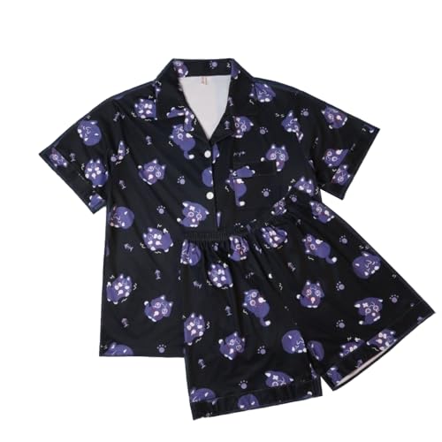 DEXSHUN Kawaii Anime Damen Mädchen Spiel Charaketer Xiao Nachtwäsche Loungewear Kurzer Pyjama Set Anime T-Shirt und Shorts 2 Stück Freizeitanzug von DEXSHUN