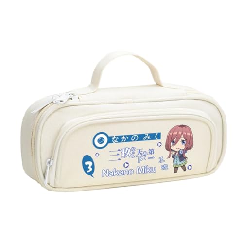 DEXSHUN Nakano Miku Federmäppchen Anime Nakano Ichika Nino Miku Yotsuba Itsuki Federmäppchen Große Kapazität Stifttasche Cartoon Reißverschluss Student Schreibwaren Tasche für Jungen Mädchen von DEXSHUN