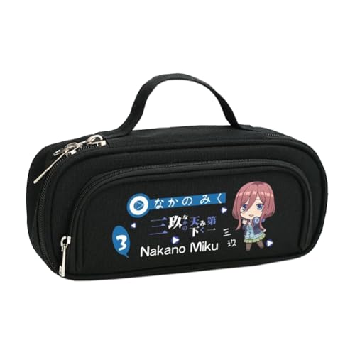 DEXSHUN Nakano Miku Federmäppchen Anime Nakano Ichika Nino Miku Yotsuba Itsuki Federmäppchen Große Kapazität Stifttasche Cartoon Reißverschluss Student Schreibwaren Tasche für Jungen Mädchen von DEXSHUN