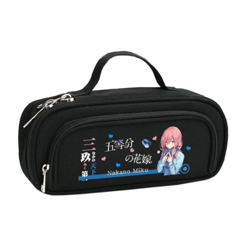DEXSHUN Nakano Miku Federmäppchen Anime Nakano Ichika Nino Miku Yotsuba Itsuki Federmäppchen Große Kapazität Stifttasche Cartoon Reißverschluss Student Schreibwaren Tasche für Jungen Mädchen von DEXSHUN