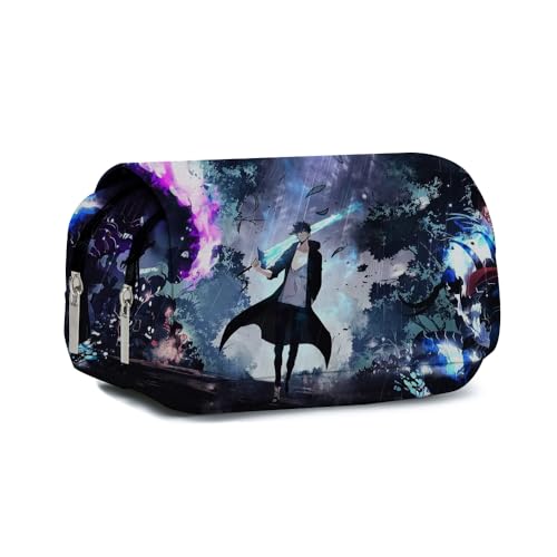 DEXSHUN Sung Jin Woo Federmäppchen Anime Cha Hae-In Pencil case Cartoon Schreibwaren Doppelschichtiger 3D-Druck Federmäppchen Große Stifttasche für Mädchen Jungen von DEXSHUN