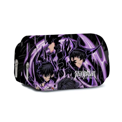 DEXSHUN Sung Jin Woo Federmäppchen Anime Cha Hae-In Pencil case Cartoon Schreibwaren Doppelschichtiger 3D-Druck Federmäppchen Große Stifttasche für Mädchen Jungen von DEXSHUN