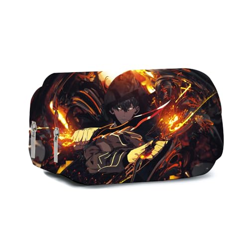 DEXSHUN Sung Jin Woo Federmäppchen Anime Cha Hae-In Pencil case Cartoon Schreibwaren Doppelschichtiger 3D-Druck Federmäppchen Große Stifttasche für Mädchen Jungen von DEXSHUN