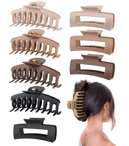 DEXYZZY 8 Stück Große Haarklammer, haarspangen damen Dickes Haar, Kunststoff Rutschfester Haarspangen Damen Haar mit Starkem Halt, Rutschfestes Haarspange Haarstyling Zubehör von DEXYZZY