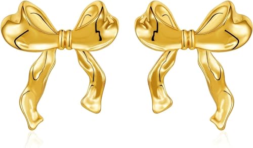 Bow Earrings, Gold Silber Bogen Ohrstecker Ohrringe für Damen, Schleifen Schmuck Frauen (Gold) von DEYROS