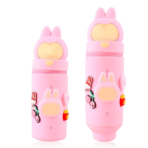 DEZP Kawaii Pencil Case 2 In 1 Soft Silicone Federmäppchen,LABUBU-Stil Multifunktions Theme Pen Holder Zipper Colored Pencils Marker,Stifte Mäppchen Für Legami Pens,18.5 * 6.5Cm(A) von DEZP