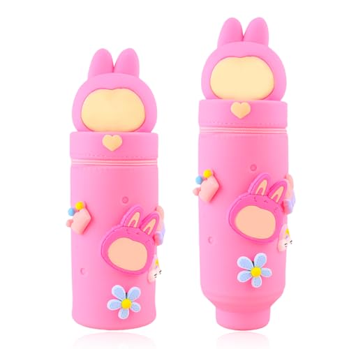 DEZP Kawaii Pencil Case 2 In 1 Soft Silicone Federmäppchen,LABUBU-Stil Multifunktions Theme Pen Holder Zipper Colored Pencils Marker,Stifte Mäppchen Für Legami Pens,18.5 * 6.5Cm(B) von DEZP