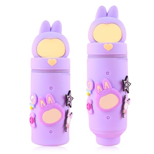 DEZP Kawaii Pencil Case 2 In 1 Soft Silicone Federmäppchen,LABUBU-Stil Multifunktions Theme Pen Holder Zipper Colored Pencils Marker,Stifte Mäppchen Für Legami Pens,18.5 * 6.5Cm(C) von DEZP