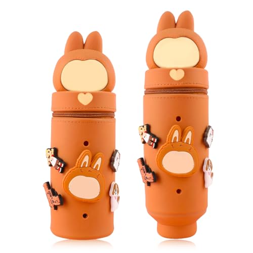 DEZP Kawaii Pencil Case 2 In 1 Soft Silicone Federmäppchen,LABUBU-Stil Multifunktions Theme Pen Holder Zipper Colored Pencils Marker,Stifte Mäppchen Für Legami Pens,18.5 * 6.5Cm(D) von DEZP