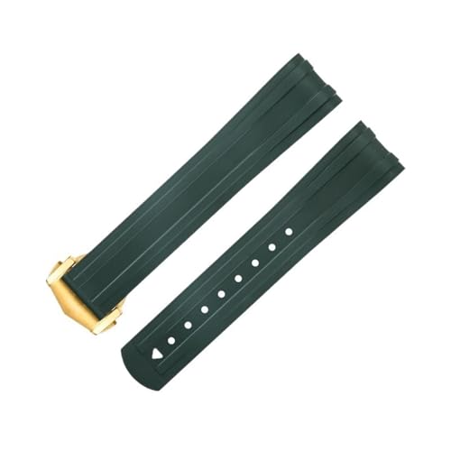 DFAMIN 20 mm FKM Fluorkautschuk mit gebogenem Ende für Omega-Armband für Seamaster 300 Diving Ersatz-Uhrenarmbänder mit Faltschließe aus Edelstahl(Green 2) von DFAMIN