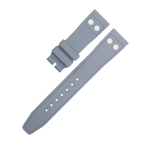 DFAMIN 21 mm naturfarbenes Fluorkautschuk-FKM-Gummi mit Nietenarmband für IWC Big Pilot Mark Portugieser Weiches Armband(Gray,22MM) von DFAMIN