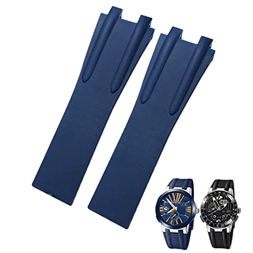 DFAMIN 26 mm Gummi-Stahl-Faltschnalle, Uhrenarmband, passend für Ulysse Nardin, Blau, Schwarz, Braun, 26 mm, Achat von DFAMIN