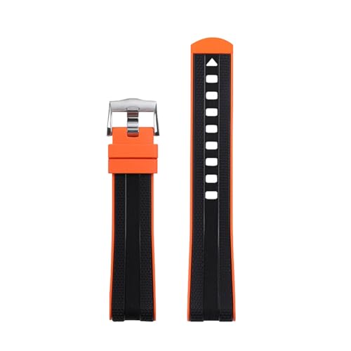 DFAMIN Für Omega Seamaster 300 Universe 007 Curved End Fluorkautschuk Silikon Armband 20mm Uhr Soft Strap Herren Ersatz(Orange Green 2) von DFAMIN