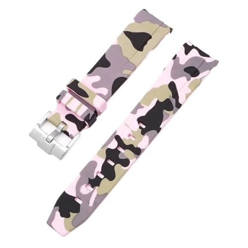 DFAMIN Für Omega Swatch MoonSwatch Curved End Silikon Gummi Armband Männer Frauen Sport Uhr Band Zubehör 20mm(Camo pink01) von DFAMIN