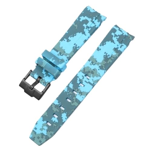 DFAMIN Für Omega Swatch MoonSwatch Curved End Silikon Gummi Armband Männer Frauen Sport Uhr Band Zubehör 20mm(Mosaic light blue02) von DFAMIN