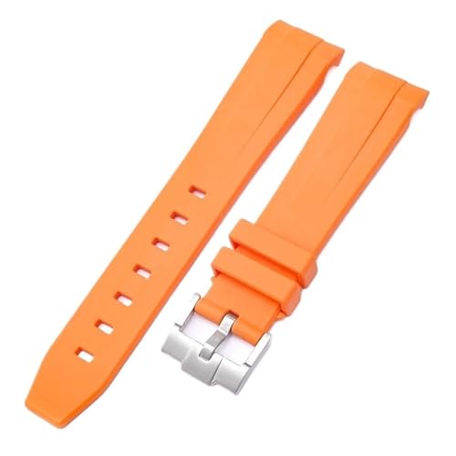 DFAMIN Für Omega Swatch MoonSwatch Curved End Silikon Gummi Armband Männer Frauen Sport Uhr Band Zubehör 20mm(Orange01) von DFAMIN