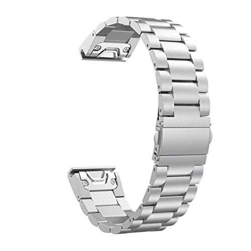 DFAMIN Metall-Armband für Garmin Fenix 7 7S 7X 5X 5 6X 6Pro 3HR Easyfit Schnellverschluss Edelstahl Band Fenix7 Handgelenk Armband, 26mm Fenix 5X 5XPlus, Achat von DFAMIN