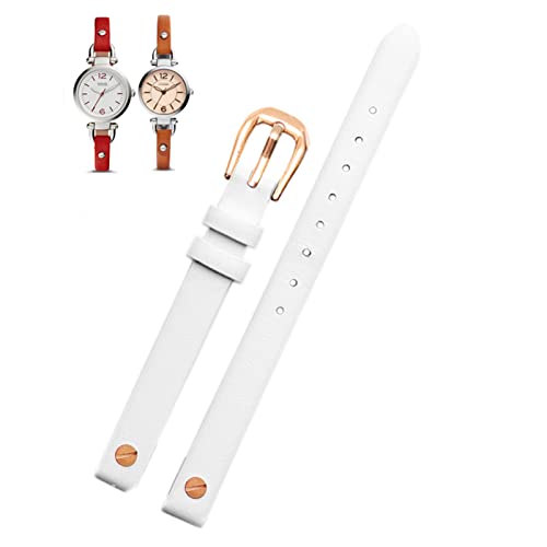 DFAMIN Mode echtes Leder -Uhrband für Fossilien ES4340 ES4119 ES4000 3745 3861 4026 Frauen Armband Armband 8mm mit Schraube(White rose gold) von DFAMIN