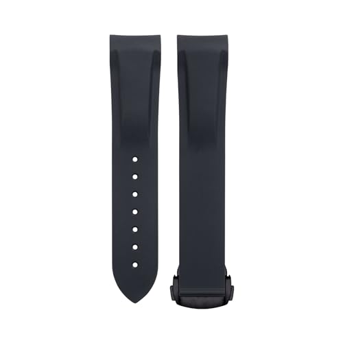 DFAMIN Weiches, flexibles Gummiarmband für Omega Speedmaster Moonwatch Seamaster 300 AT150 PLANET OCEAN 600 Armband 20/21/22 mm schwarze runde Schnalle(Black,22mm) von DFAMIN
