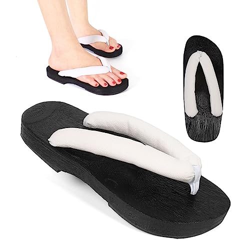 Holz Flip Flops,Clogs Flip Flops Sandalen,Japanische Holzschuhe,Japan Schuhe Geta,Traditionelle Samurai Geta,Offen Japanische HöLzerne Clogs,Cosplay-Schuhe Ninja von DFANCE