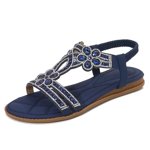 Glitzer Strass Sandalen Damen Sommer, Elegant Flach Schuhe, Weite Barfuss Sandalen Slingback Offene Schuhe Waschbar, 35-46 Glitzer Strass Sandalen Damen Sommer, Elegant Flach Schuhe, Weite Barfuss Sandalen Slingback Offene Schuhe Waschbar, 35-46 von DFEK