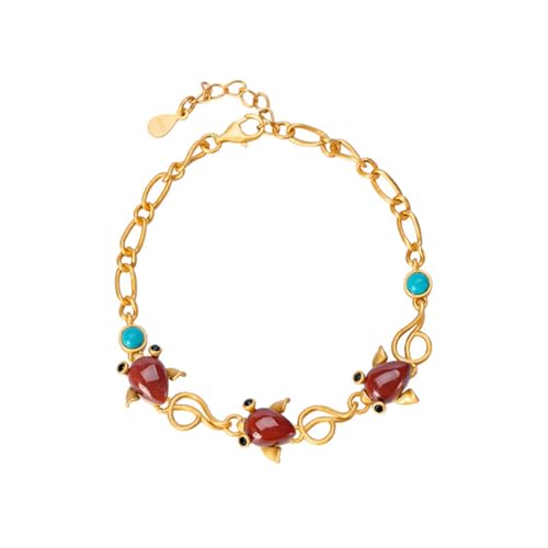 DFEPPJHG Achat Grün Kiefer Fisch Goldfisch Geformt Damen Armband von DFEPPJHG