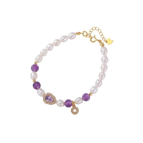 DFEPPJHG Amethyst Armband Perle Kristall Kürbis Armband DFEPPJHG Amethyst Armband Perle Kristall Kürbis Armband von DFEPPJHG