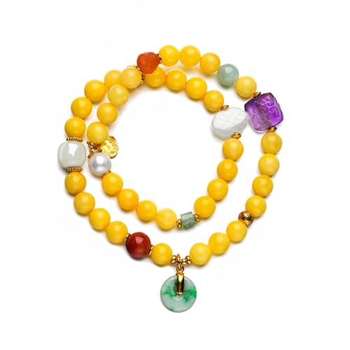 DFEPPJHG Armband Aus Bernstein-Bienenwachsperlen Mit Zwei Kreisen DFEPPJHG Armband Aus Bernstein-Bienenwachsperlen Mit Zwei Kreisen von DFEPPJHG