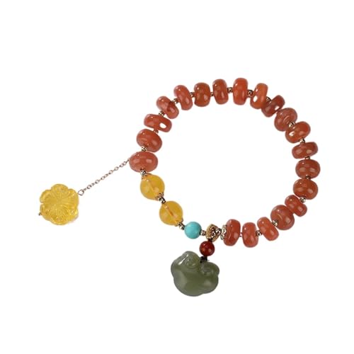 DFEPPJHG Armband Aus Bienenwachs-Jade Und Rotem Nanhong von DFEPPJHG