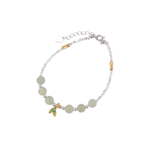 DFEPPJHG Armband Aus Hetian-Jade Mit Runden Perlen Und Bambusblättern DFEPPJHG Armband Aus Hetian-Jade Mit Runden Perlen Und Bambusblättern von DFEPPJHG