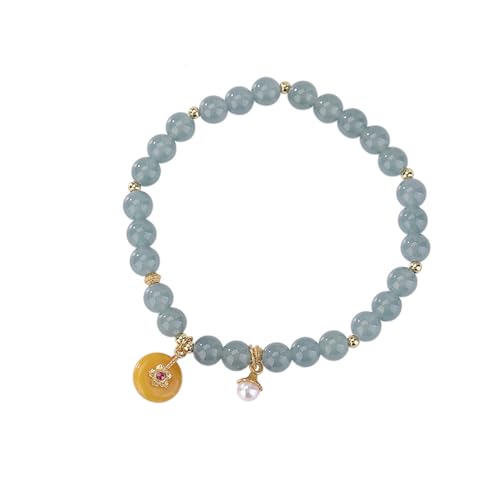DFEPPJHG Armband Mit Bienenwachsperlen Und Kleiner Blume Und Peace-Schnalle von DFEPPJHG