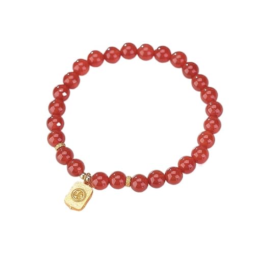 DFEPPJHG Armband Mit Glücksperlen Aus Rotem Achat(G_OneSize) von DFEPPJHG