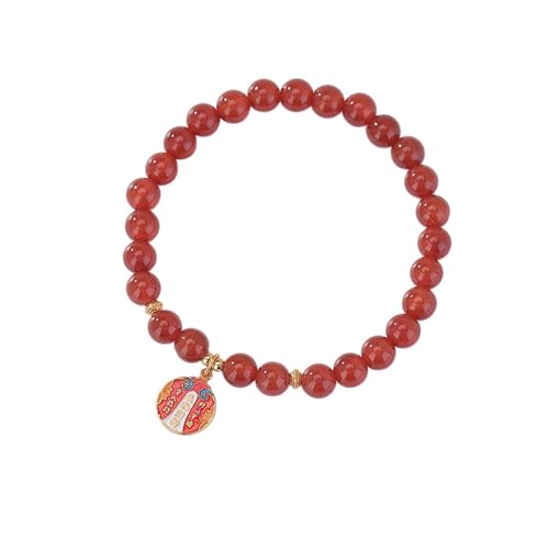 DFEPPJHG Armband Mit Glücksperlen Aus Rotem Achat(R_OneSize) von DFEPPJHG