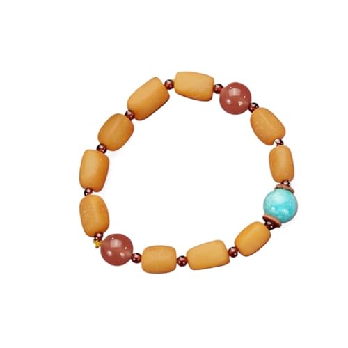 DFEPPJHG Bernstein Bienenwachs Armband Türkis Armband Unregelmäßig(M) von DFEPPJHG