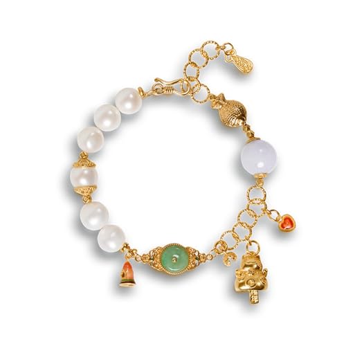 DFEPPJHG Damenarmband Mit Glückskatze Und Emaille-Perlen DFEPPJHG Damenarmband Mit Glückskatze Und Emaille-Perlen von DFEPPJHG