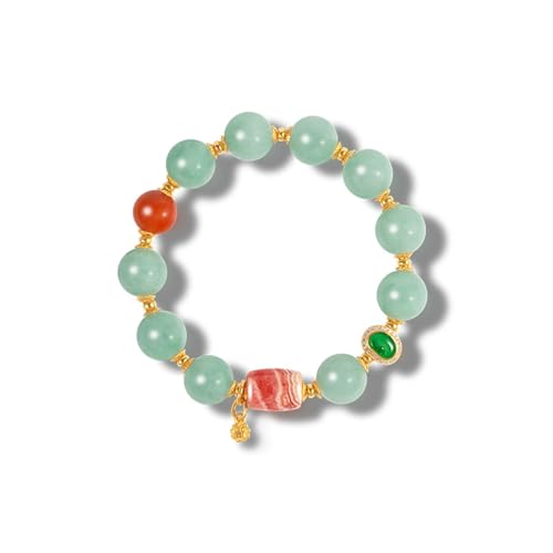 DFEPPJHG Damenarmband Mit Goldenen Rhodonit-Rundperlen von DFEPPJHG