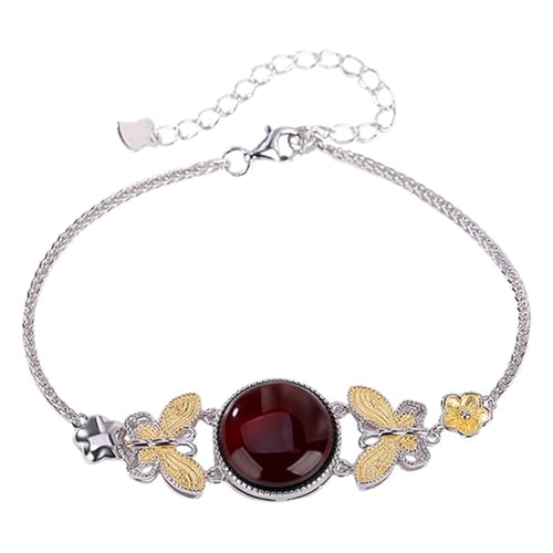 DFEPPJHG Damenarmband Mit Schmetterlingsmotiv Und Blutbernsteinbeschichtung DFEPPJHG Damenarmband Mit Schmetterlingsmotiv Und Blutbernsteinbeschichtung von DFEPPJHG