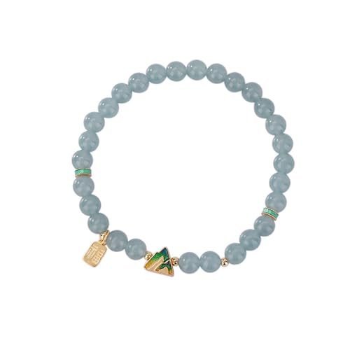 DFEPPJHG Fu Brand – Dreieckiges Armband Mit Runden Perlen Und Bergblick von DFEPPJHG
