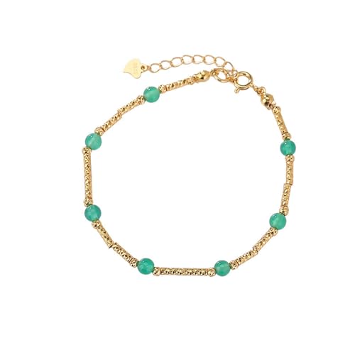DFEPPJHG Grünes Achat-Armband Mit Runden Perlen Und Facettiertem Geometrischem Handschmuck von DFEPPJHG