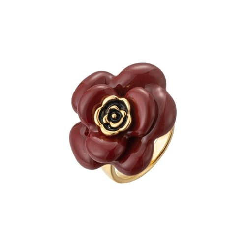 DFEPPJHG Herbst Und Winter Trend Retro Zeigefinger Ring High-End Rot Öltropfen Rose Blume Ring Weibliche Übertrieben Persönlichkeit von DFEPPJHG