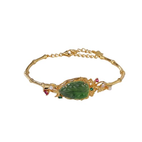 DFEPPJHG Hetian Jade Blatt Armband Bambus Blatt Armband(G_OneSize) von DFEPPJHG