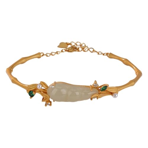 DFEPPJHG Hetian Jade Glückskürbis Bambusblatt Armband DFEPPJHG Hetian Jade Glückskürbis Bambusblatt Armband von DFEPPJHG