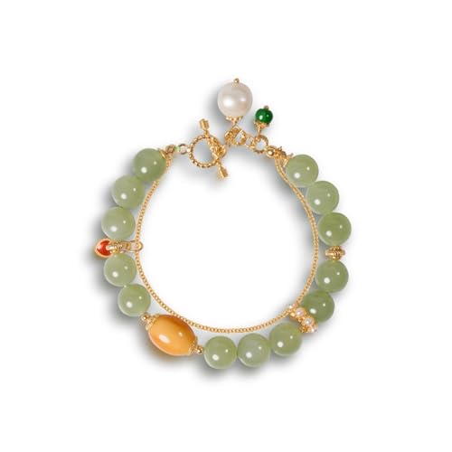 DFEPPJHG Hetian Jade Klar Sailor Halskette Frauen Perle Bienenwachs Runde Perlen von DFEPPJHG