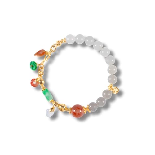DFEPPJHG Hetian Jade Smoky Purple Armband Damen Gold Ice Floating Round Bead Armband DFEPPJHG Hetian Jade Smoky Purple Armband Damen Gold Ice Floating Round Bead Armband von DFEPPJHG