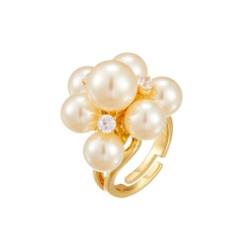 DFEPPJHG Kleiner Design Grauer Kunstperle Offener Ring Modischer Und Vielseitig Verstellbarer Zeigefingerring Eleganter Persönlichkeitsring von DFEPPJHG